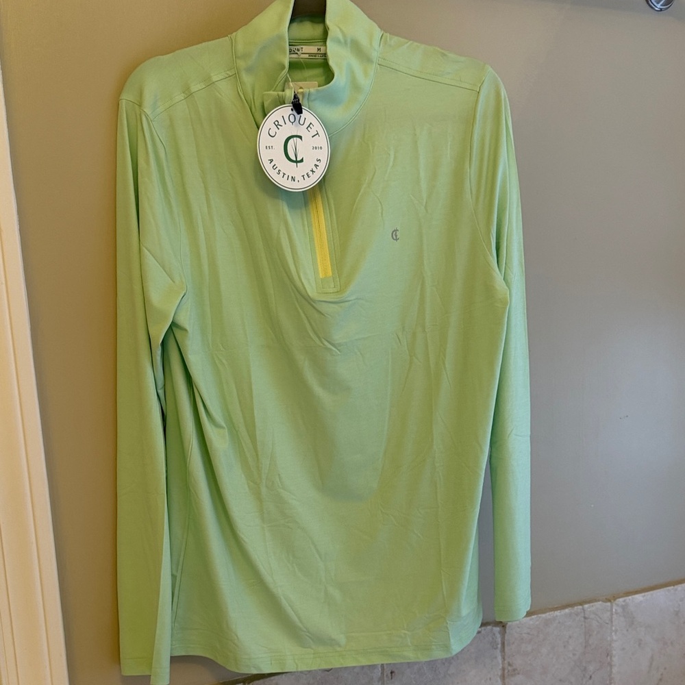 NWT Criquet Austin Texas Performance Quarter-Zip Pullover - Mint Green